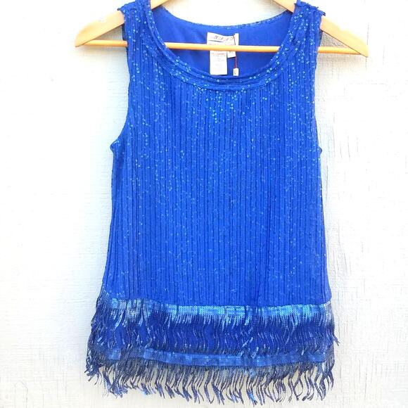Max Studio | Sequin Tank Top Blouse Blue XS - Picture 1 of 8